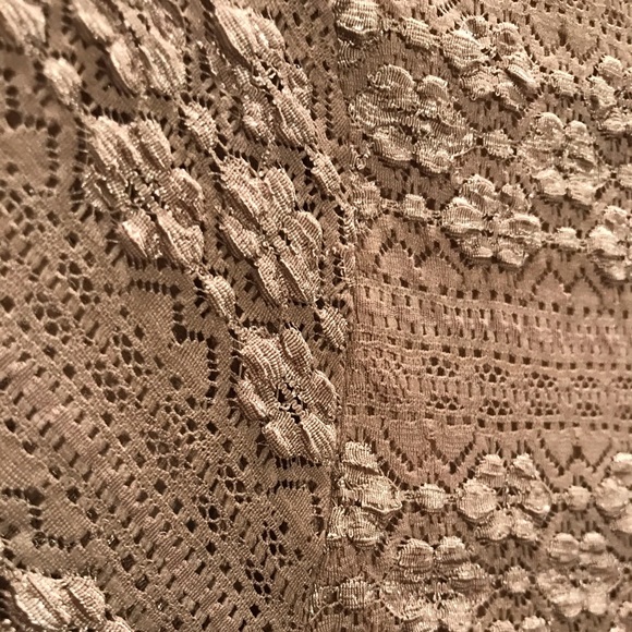 Tan Lace Mini Dress with scoop neck - Picture 3 of 5